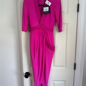 Zhivago Pink Ruched Wrap Cocktail Dress